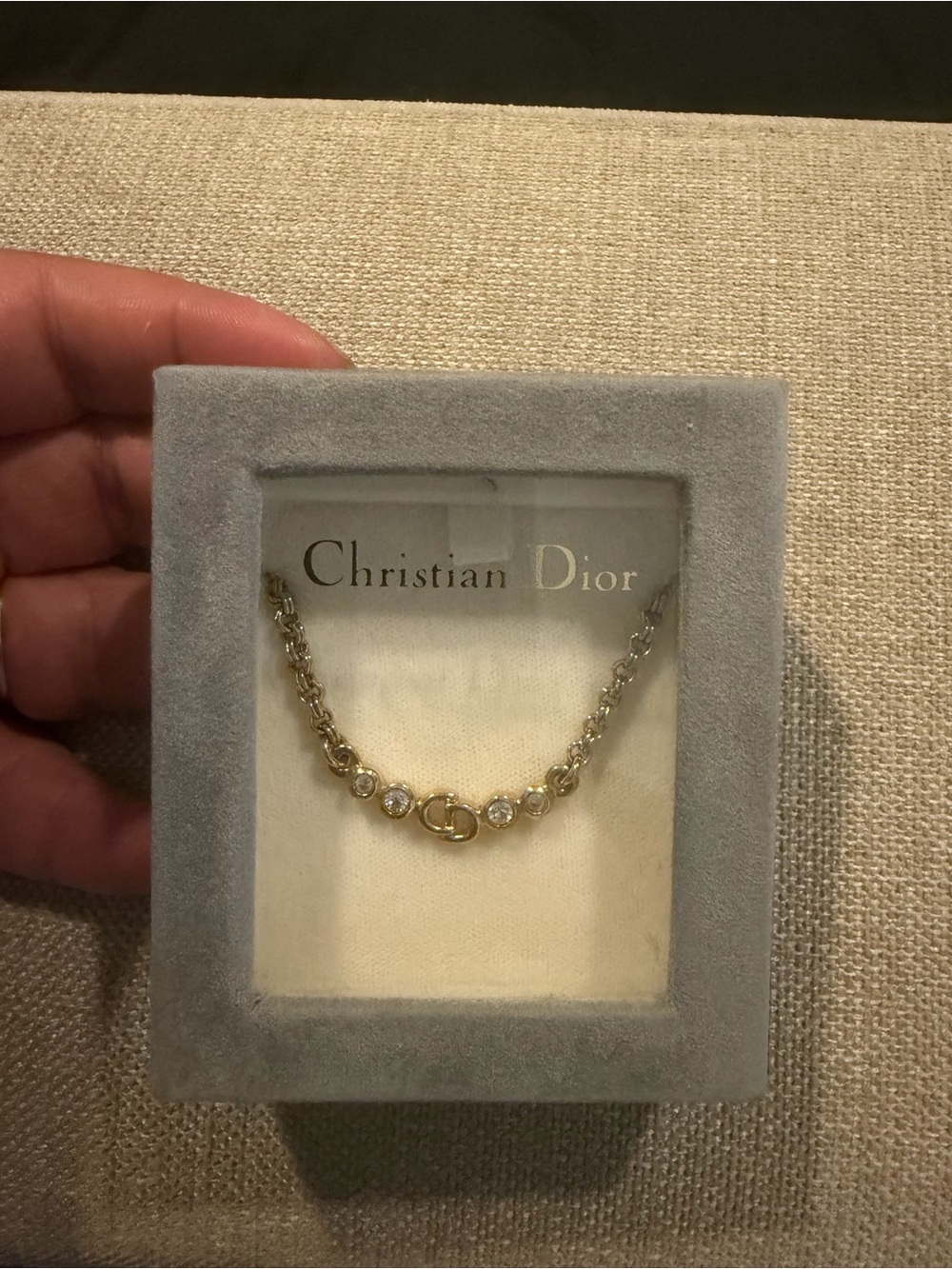 Dior Gold Crystal Logo necklace